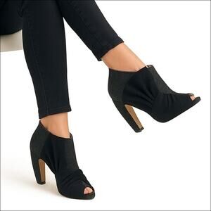 Miu Miu Dark Grey and Black Wool Open Toe Ankle Boots Booties Size 37 US 7